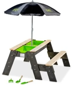 EXIT TOYS EXIT Aksent Zand- Water- En Picknicktafel - 1 Bankje Met Parasol En Tuingereedschap