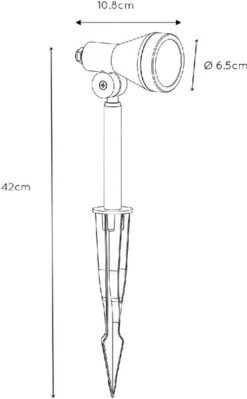 Lucide Spike GU10 Led Tuinspot - Zwart -Buitentuinwinkel 900 557 27882 05 30 technical drawing