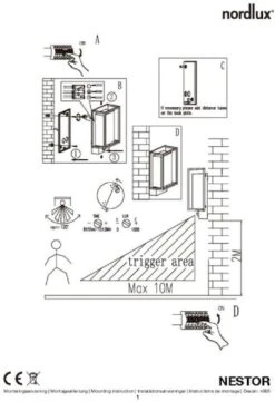 Nordlux Nestor Sensor Led Wandlamp Zwart -Buitentuinwinkel 900 615 5701581464988.4