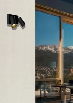 Lucide Taylor GU10 Sensor Wandspot - 2 Spots - Zwart -Buitentuinwinkel 900 636 09831 02 30 sf1