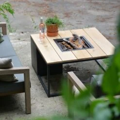 Cosi Cosiloft 100 Vuurtafel Zwart - Teak -Buitentuinwinkel cosi cosiloft 100 vuurtafel zwart teak