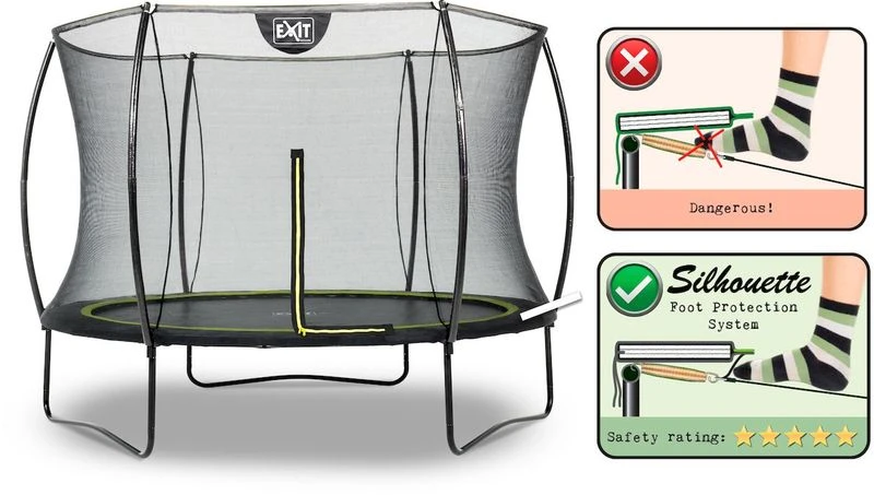 EXIT TOYS Exit Silhouette Trampoline Met Net - Ø 244 Cm - Zwart 4 EXIT TOYS Exit Silhouette Trampoline Met Net - Ø 244 Cm - Zwart - Afbeelding 2