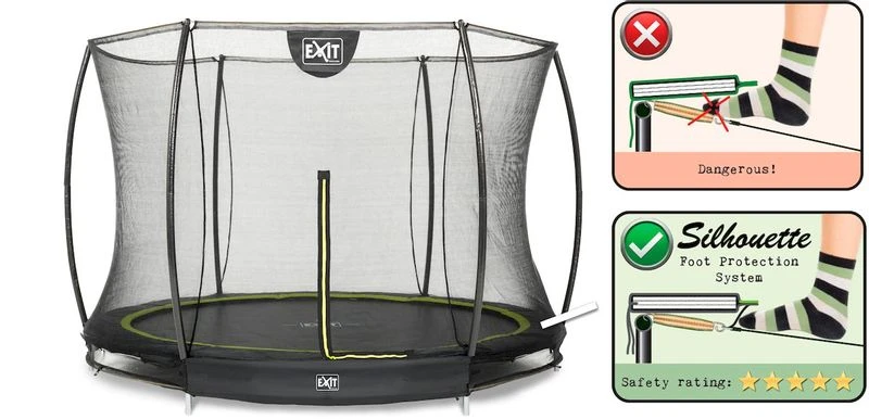 EXIT TOYS Exit Silhouette InGround Trampoline Met Net - Ø 305 Cm - Zwart 4 EXIT TOYS Exit Silhouette InGround Trampoline Met Net - Ø 305 Cm - Zwart - Afbeelding 2