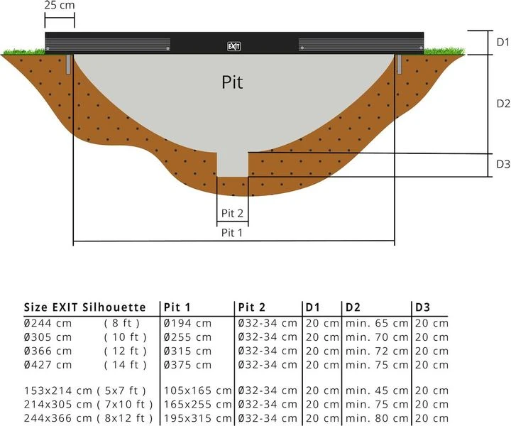 EXIT TOYS Exit Silhouette InGround Trampoline Met Net - Ø 305 Cm - Zwart 5 EXIT TOYS Exit Silhouette InGround Trampoline Met Net - Ø 305 Cm - Zwart - Afbeelding 3