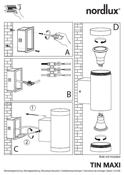 Nordlux Tin Maxi Duo GU10 Wandlamp Buiten Zwart 5 Nordlux Tin Maxi Duo GU10 Wandlamp Buiten Zwart - Afbeelding 3